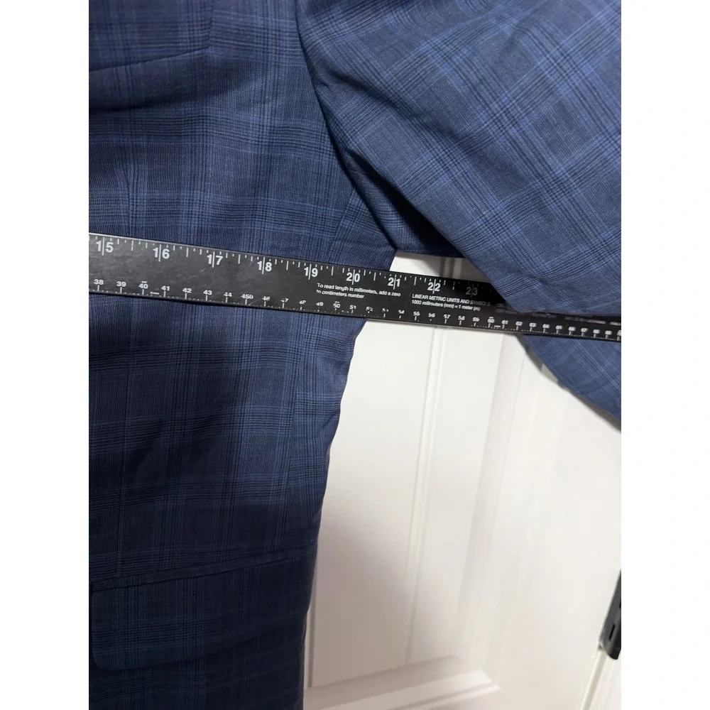 Banana Republic Blazer Mens 42S Blue Plaid Two Button Notch Lapel EUC